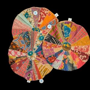 NWT Mandala Life Art 24” Round Kantha Pillow Sham – Made in India